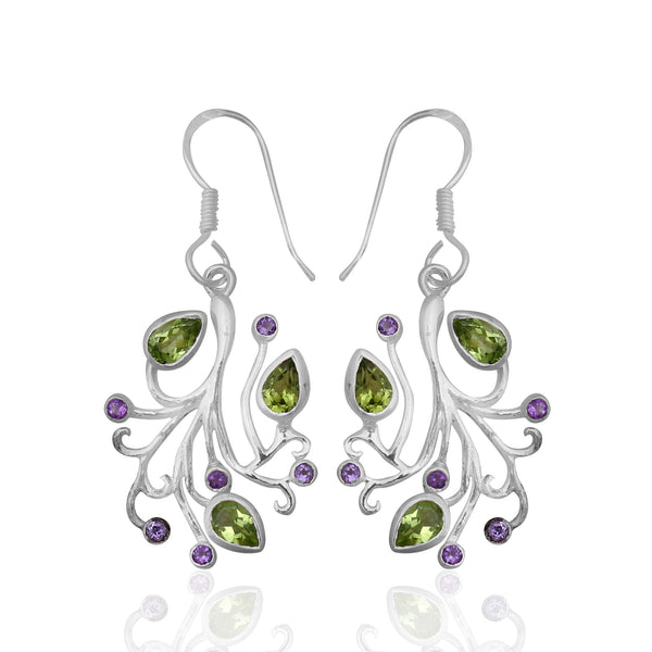 Natural Peridot Silver Earrings