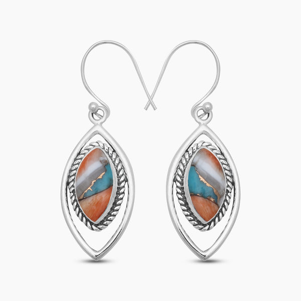 Turquoise Spiny Oyster Silver Earrings