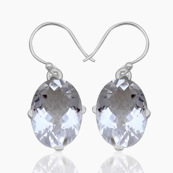 Natural Crystal Silver Earrings
