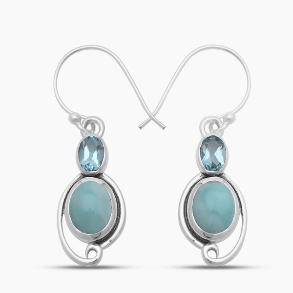 925 Sterling Silver Larimar Earrings