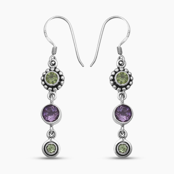 Natural Peridot Silver Earrings