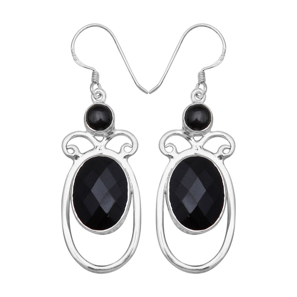 Black Onyx Silver Earring