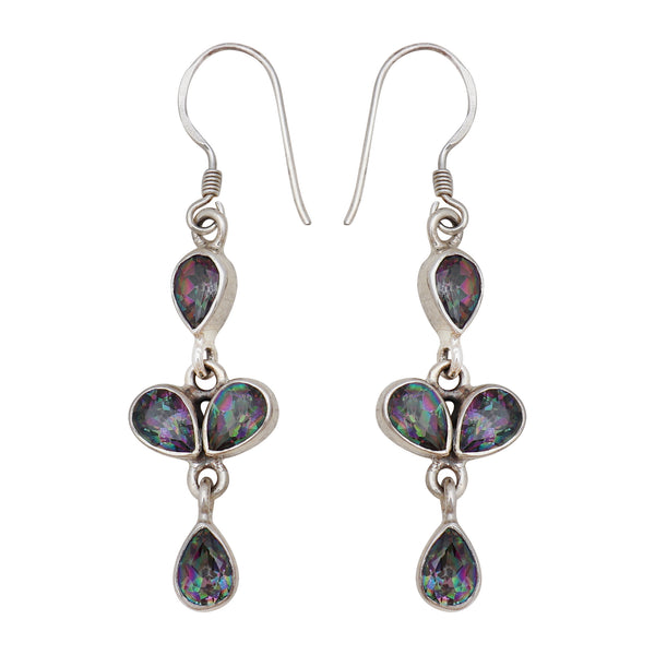 Natural Mystic Quartz Silver Earrings