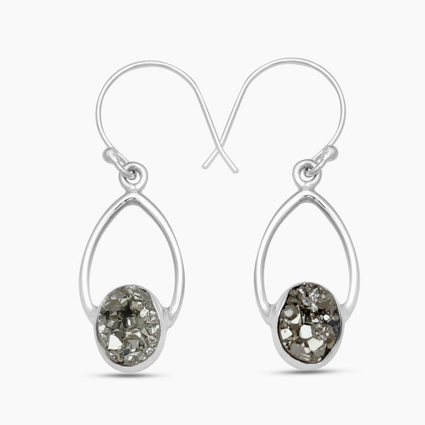 925 Sterling Silver Malachite Fiber Earrings