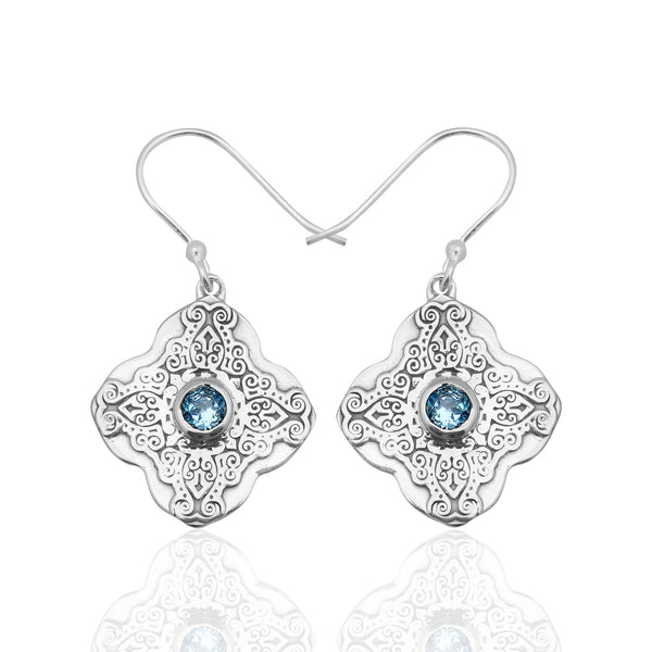 Blue Topaz Silver Earrings