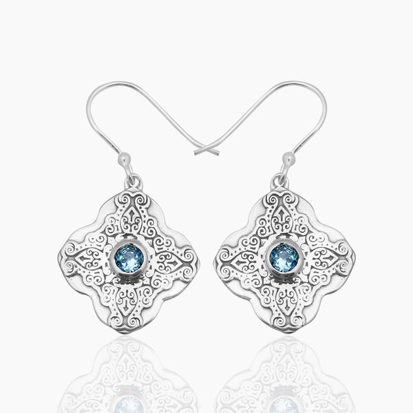 Blue Topaz Silver Earrings