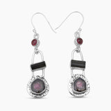 Watermelon Tourmaline Silver Earrings