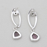 Watermelon Tourmaline Silver Earrings