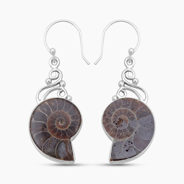 Ammonite Silver Earrings