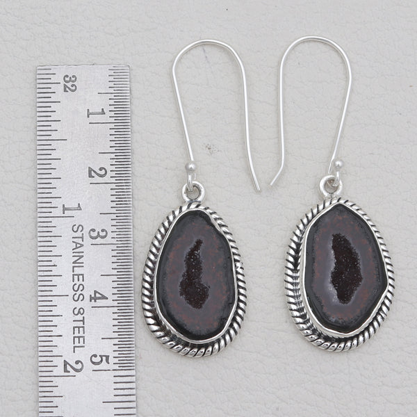 Coconut Druzy Silver Designer Dangle Earrings