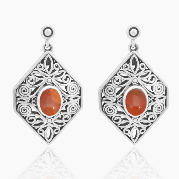 Carnelian Silver Earrings