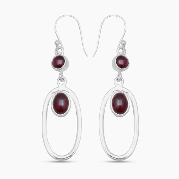 Garnet Silver Earrings