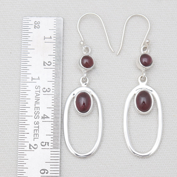Garnet Silver Earrings