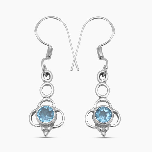 Blue Topaz Silver Designer Dangle Earrings