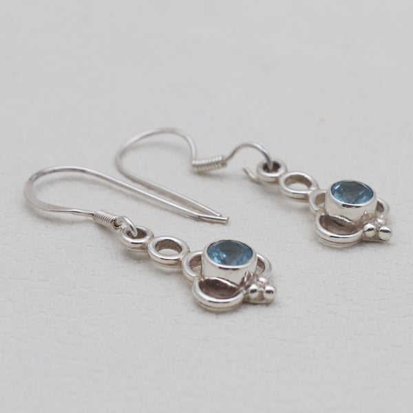 Blue Topaz Silver Designer Dangle Earrings