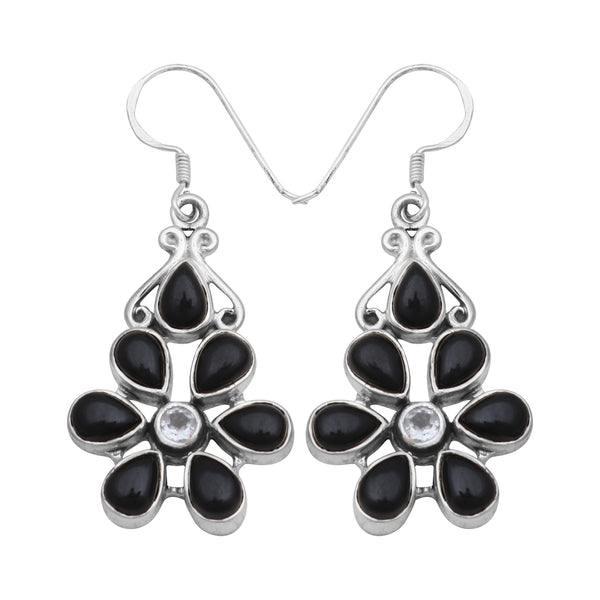 Black Onyx Silver Earrings