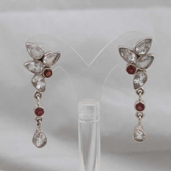 Natural Crystal Silver Earrings