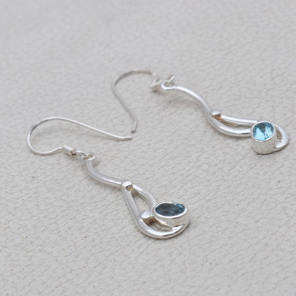 Natural Blue Topaz Silver Earrings