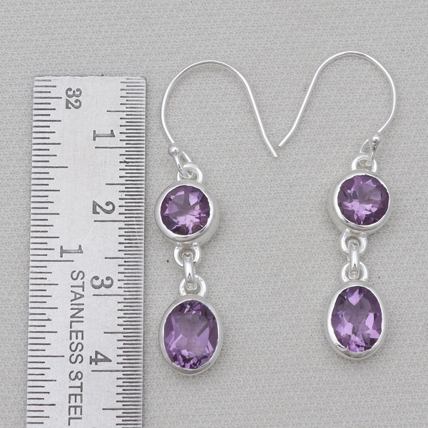 Natural Amethyst Silver Earrings