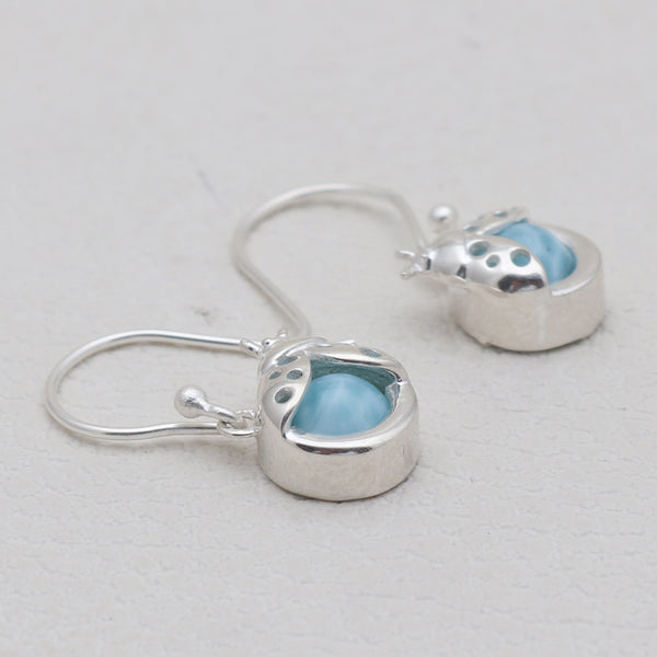 925 Sterling Silver Designer Larimar Earrings