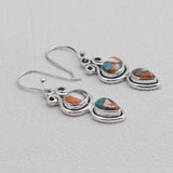 Turquoise Spiny Oyster Silver Earrings