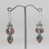 Turquoise Spiny Oyster Silver Earrings