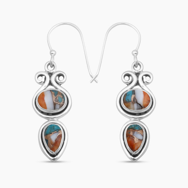 Turquoise Spiny Oyster Silver Earrings