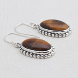 Tiger Eye Silver Earrings