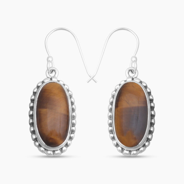 Tiger Eye Silver Earrings