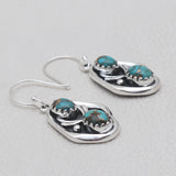 Blue Copper Turquoise Silver Earrings