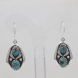 Blue Copper Turquoise Silver Earrings