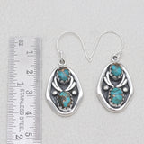 Blue Copper Turquoise Silver Earrings