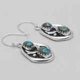Blue Copper Turquoise Silver Earrings