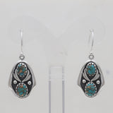 Blue Copper Turquoise Silver Earrings