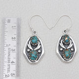 Blue Copper Turquoise Silver Earrings