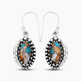 925 Silver Spiny Oyster Turquoise Earrings