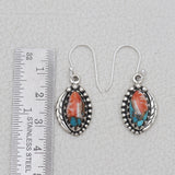 925 Silver Spiny Oyster Turquoise Earrings