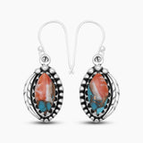 925 Silver Spiny Oyster Turquoise Earrings