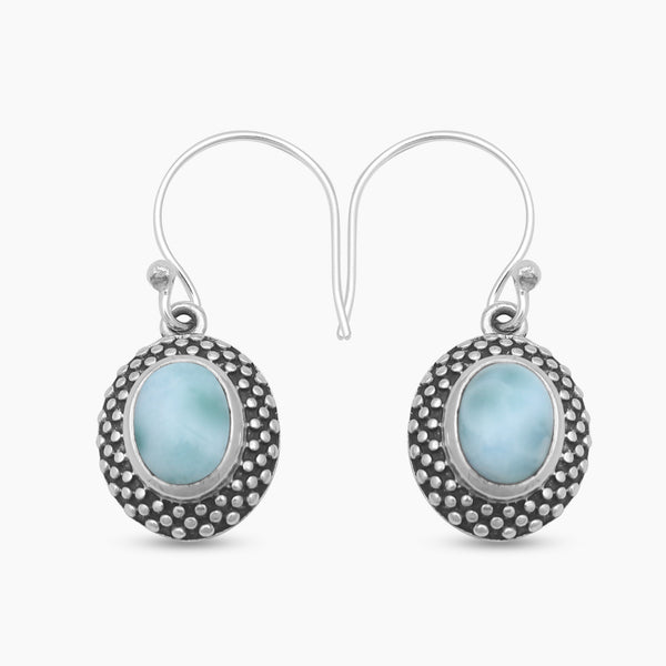 Blue Larimar Silver Earrings