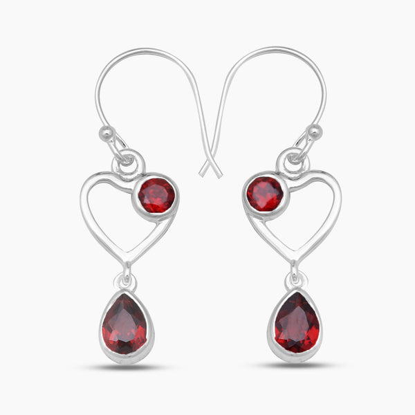 Garnet Silver Earrings