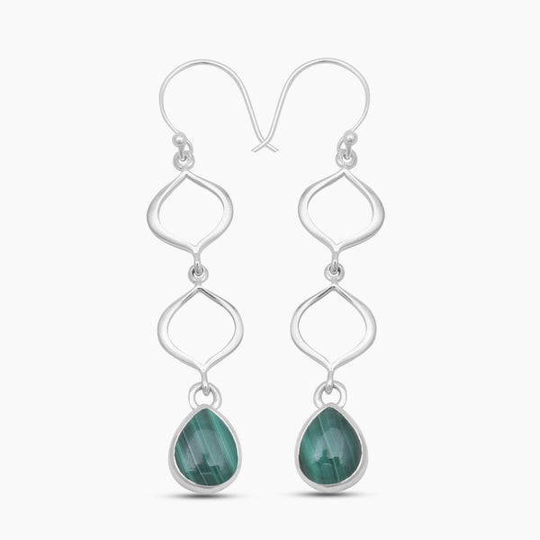 Malachite Silver Earrings
