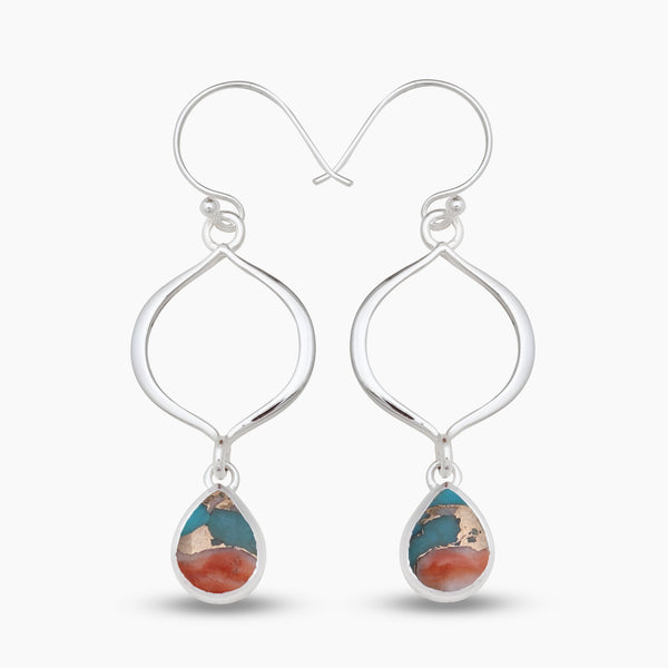 Turquoise Spiny Oyster Silver Earrings