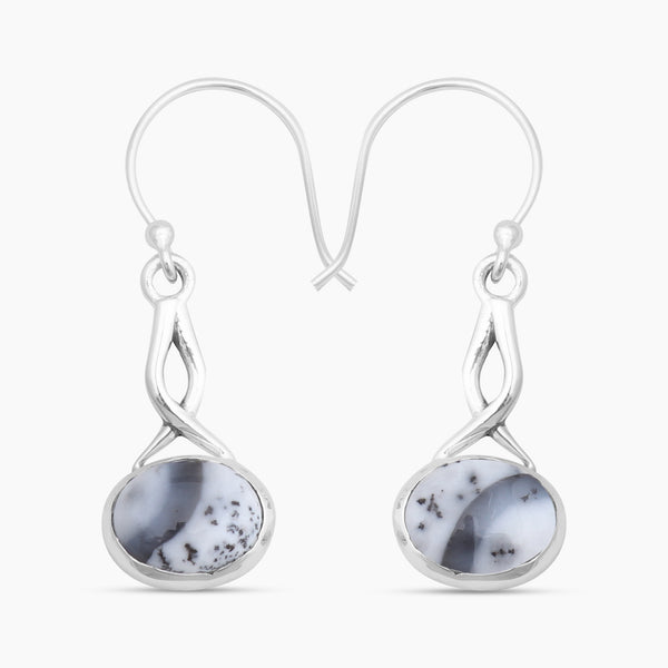 Dendritic Opal Silver Earrings