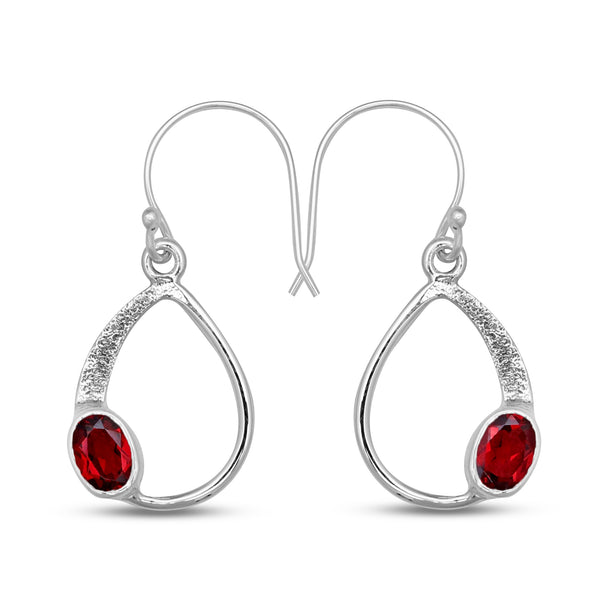 925 Sterling Silver Garnet Earrings
