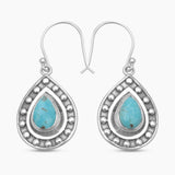 Mexican Turquoise Silver Teardrop Earrings