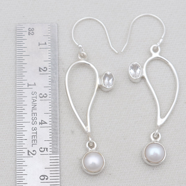 South Sea Pearl & Crystal Silver Earrings
