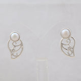Pearl & White Topaz Silver Studs Earrings