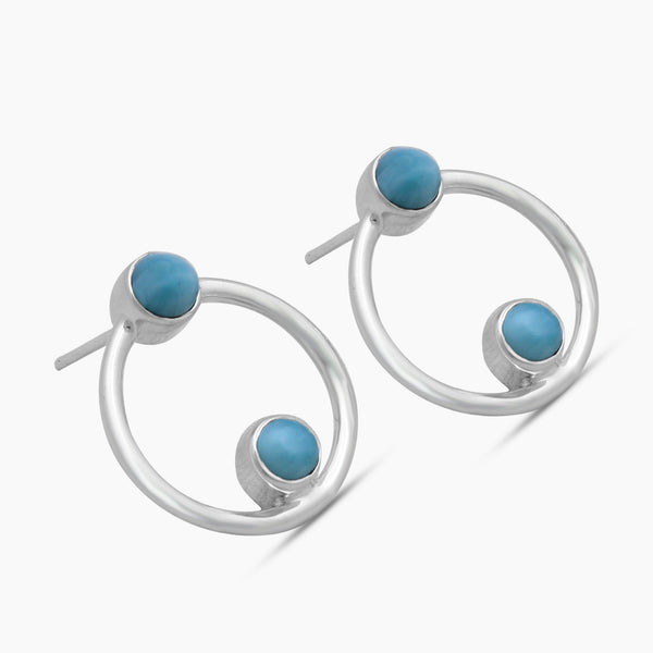 Larimar Silver Studs Earrings