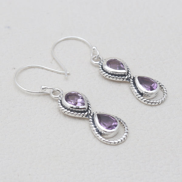 925 Sterling Silver Amethyst Earrings