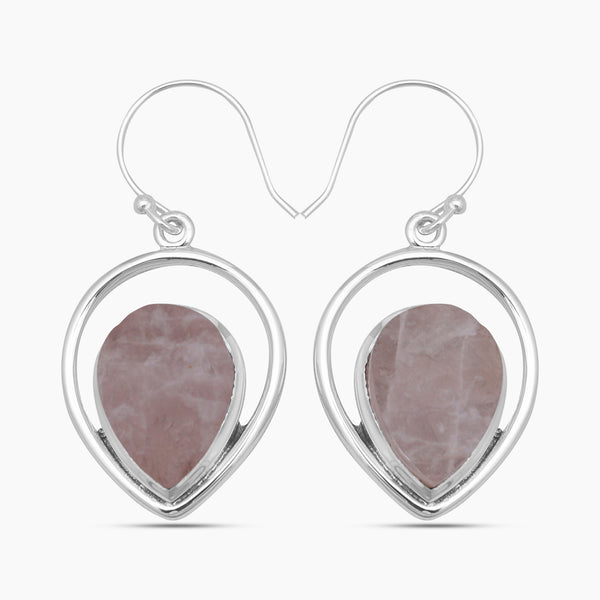 925 Sterling Silver Rose Quartz Earrings